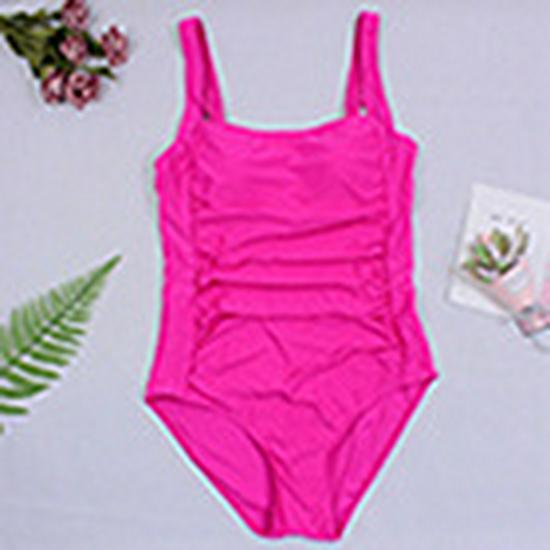 European & American Sexy Solid Color One-Piece Swimsuit with Straps for Women