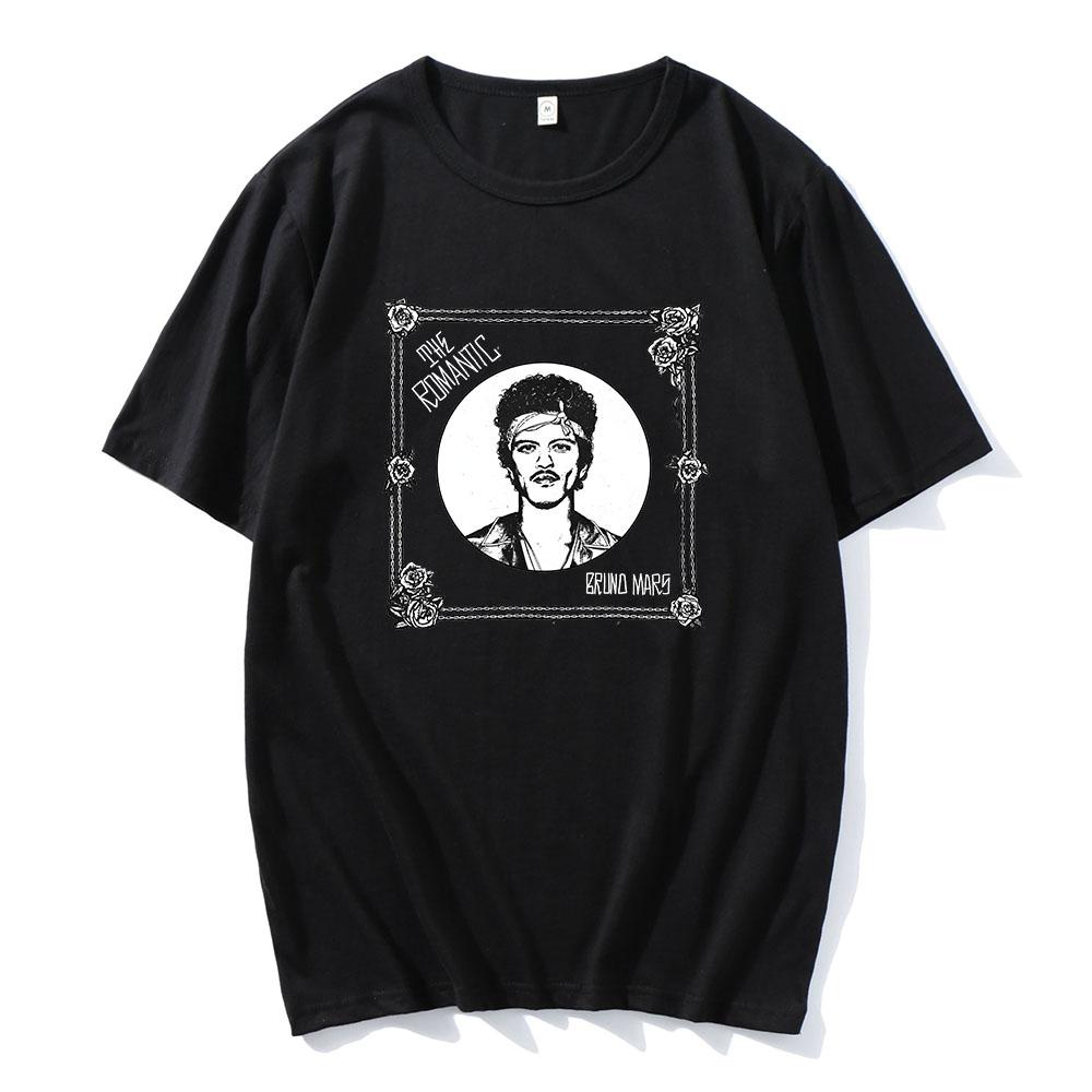 Bruno Mars The Romantic Album Design Tshirts Unisex Streetwear Short 100%Cotton Loose Male T-shirt Singer Graphic Print Tees Couples Attire Men Women