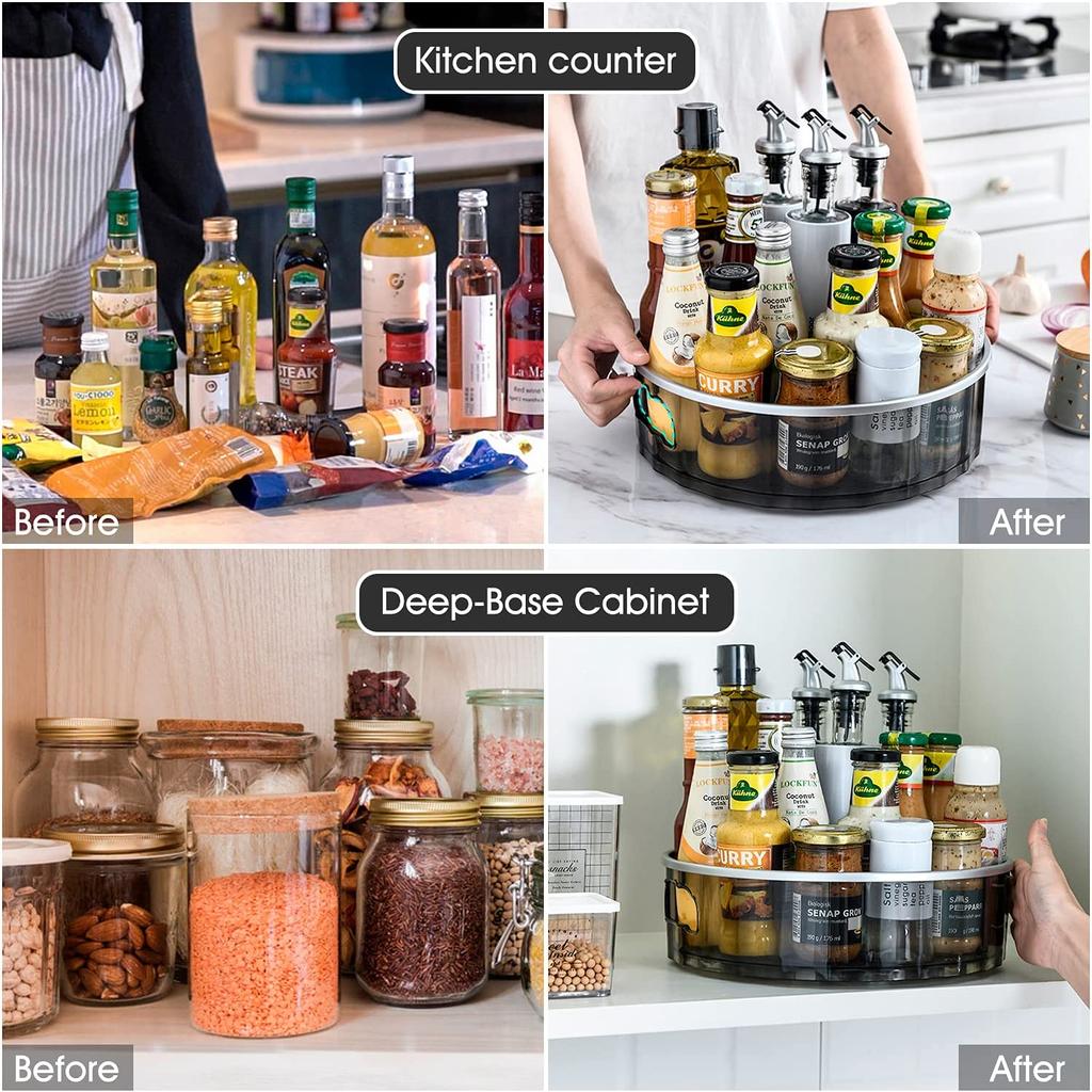 2 размера, вращающаяся подставка для специй Lazy Susan, органайзеры, многофункциональные круглые прозрачные вращающиеся косметические контейнеры