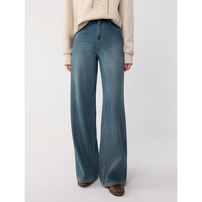 ELLE Women's Retro High-Waist Wide-Leg Jeans