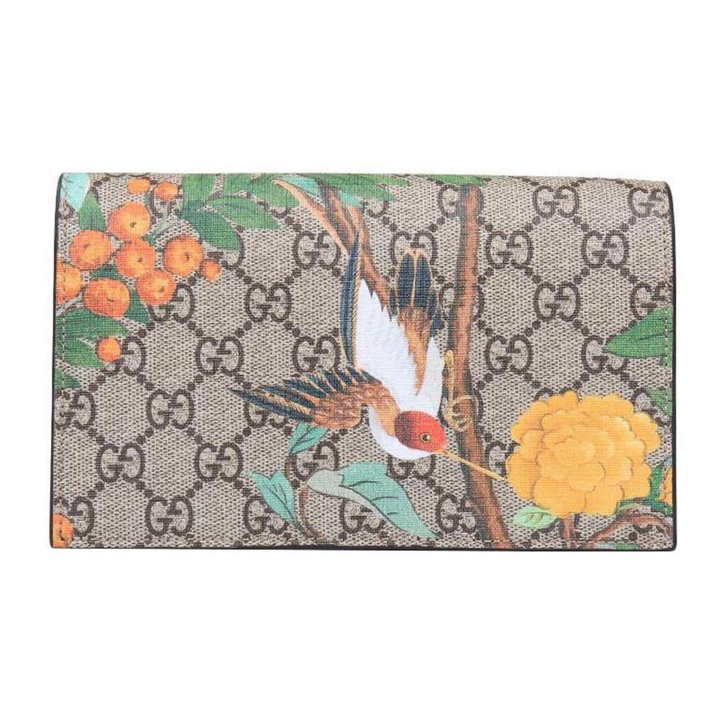 Gucci Винтажная Женская Сумка на Плечо с Логотипом из Холста Птичий Цветочный Принт Кожаная Сумка Кросс-боди для Ежедневной Поездки Вечеринки Шопинга 424891-K0I2G-8691