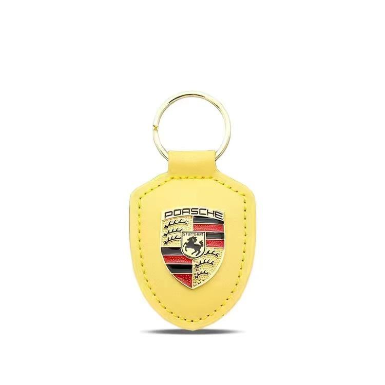 PU Leather Car Lanyard Keychain Men Women Shield modeling Key Ring Jewelry For Porsche Boxster Cayman Cayenne 911 Macan Panamera cgsy30