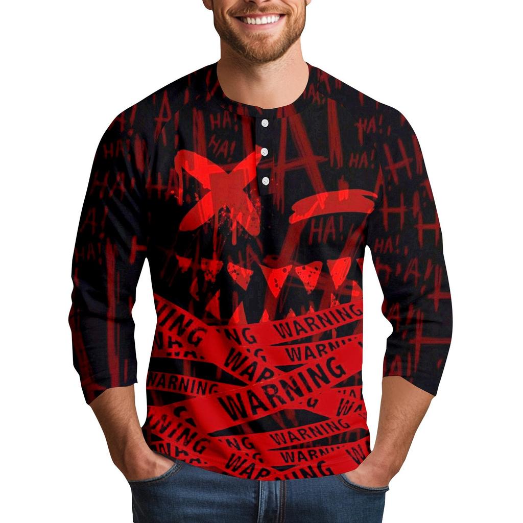 Мужской повседневный топ реглан с принтом на Хэллоуин и рукавом три четверти