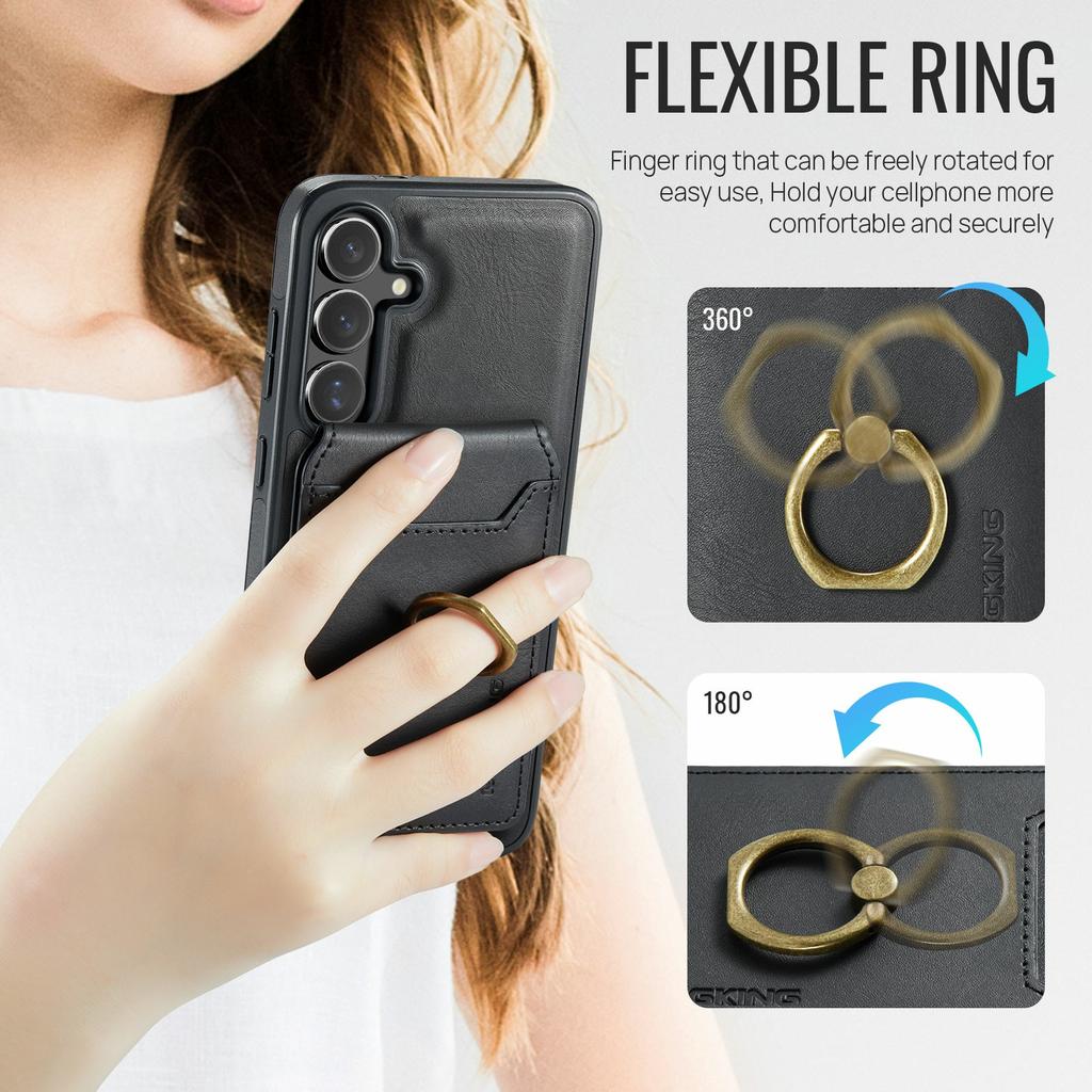 MAGKING K1 Series For Samsung Galaxy S25 FE Magnetic Case PC+TPU+PU Phone Cover with Card Holder