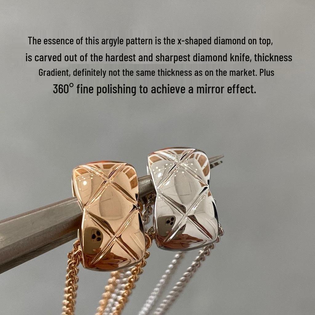 18k Gold Ice Moon & Bean Pendant Necklace Set with Diamond Pattern Choker