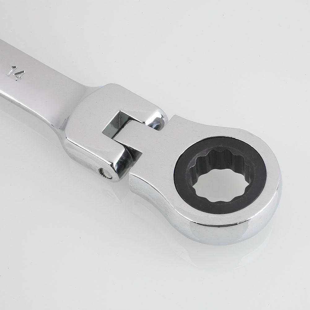 Набор из 6 комбинированных трещоточных ключей с поворотной головкой и 72 зубьями – Хромованадиевая сталь, Реверсивный трещоточный рожковый и накидной ключ