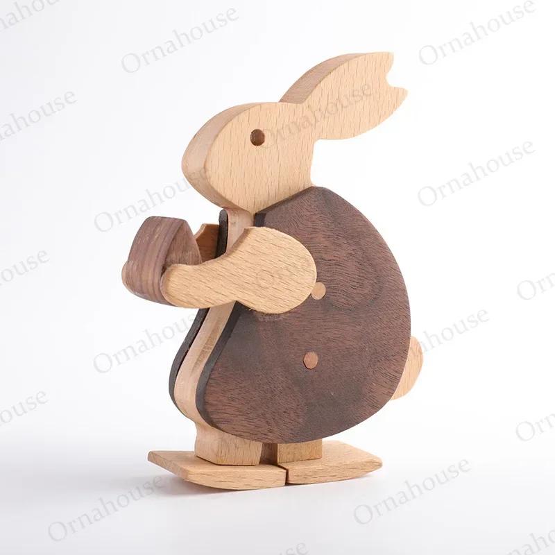Novel and Creative Wooden Toy Decoration Wooden Little Rabbit Slope Doll Walking Little White Rabbit Home Accessories Decor