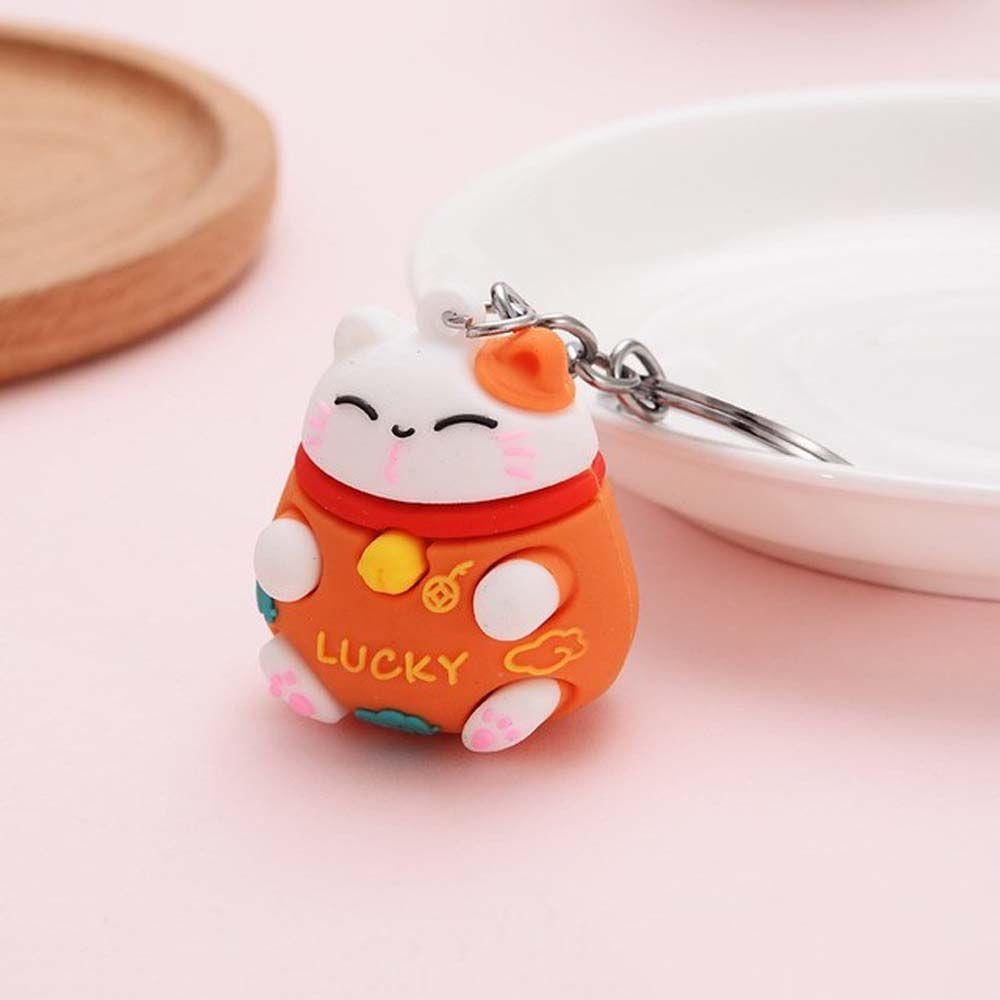 Three-dimensional Phone Accessory Cartoon Key Ring Car Keyring Lucky Cat Keychain Bag Pendant