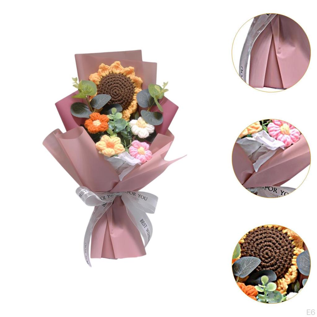 Вязаный крючком букет цветов Искусственный готовый домашний офисный декор Цветочный