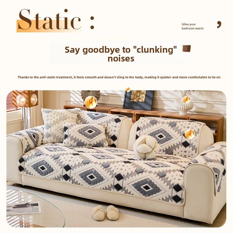 Nordic Style Plush Sofa Cushion Cover With Geometric Pattern For Living Room Decor