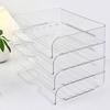 4Pcs 4-Tier Paper Organizer Stackable Desk Organizer Paper Tray Smooth Edge Transparent Workspace Organizers