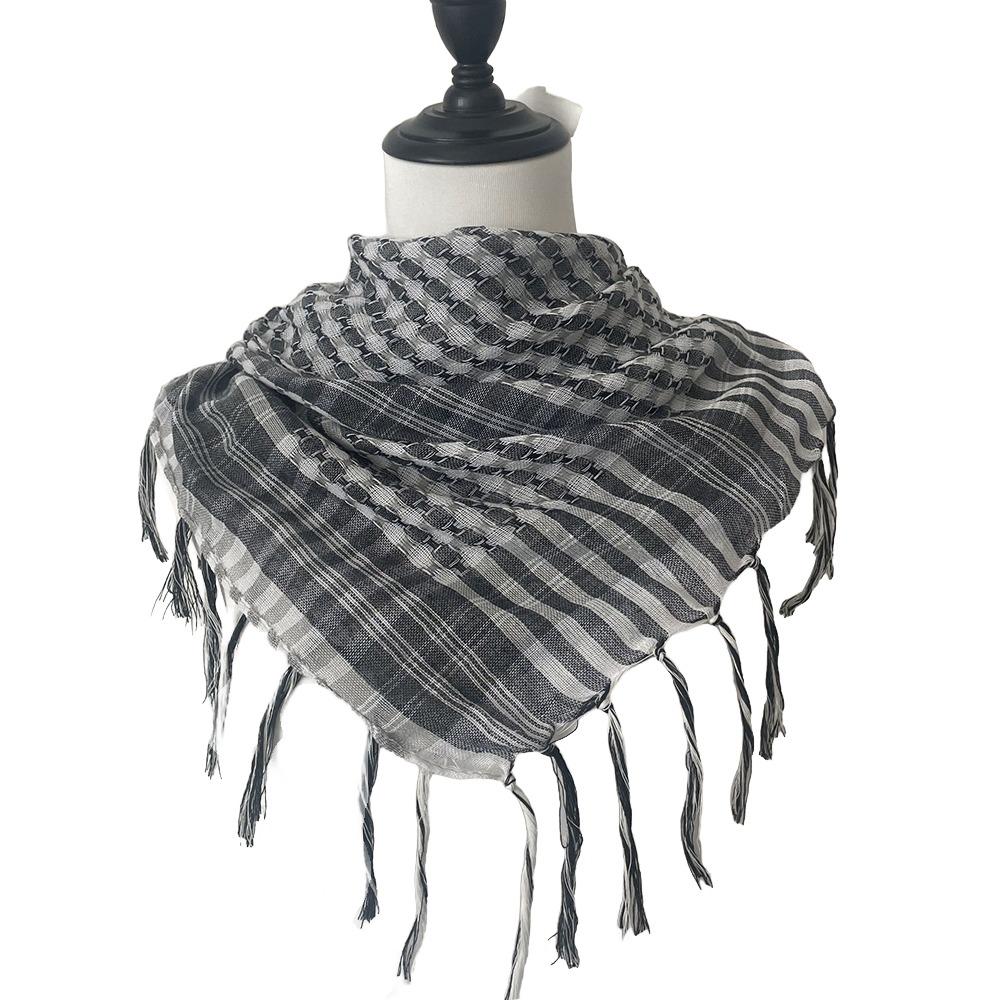 Арабский шарф Большой арабский шемаг Головной платок с кисточкой Костюм Пустынный шарф Бандана Куфия для мужчин и женщин