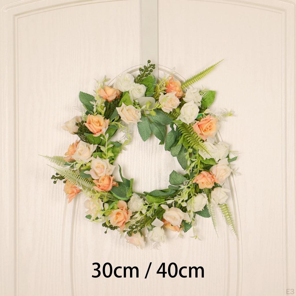 Rosary Garland Pink And White Roses Spring Wreath for Lounge Indoor Christmas