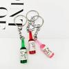 Korean Fashion Drink Soju Bottle Keychain 6 Colors Simulation Resin Beer Wine Trinket Women Keyring Jewelry Travel Gift Souvenir