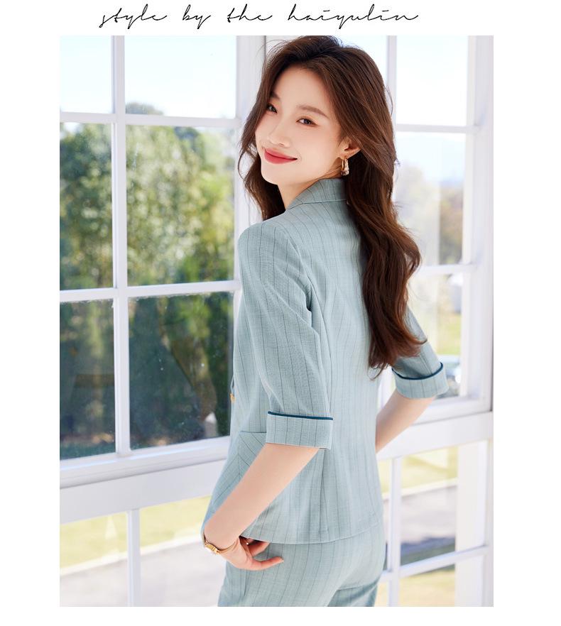 Spring/Summer 2024 Women's Petite Mid-Sleeve Striped Suit Set