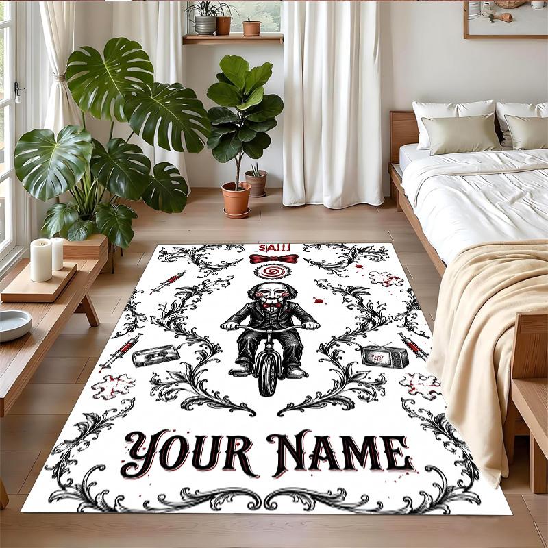 Crystal Velvet Rug Custom Name Text, Soft Non Slip Floor Mat Home DecorSaw Billy the Puppet
