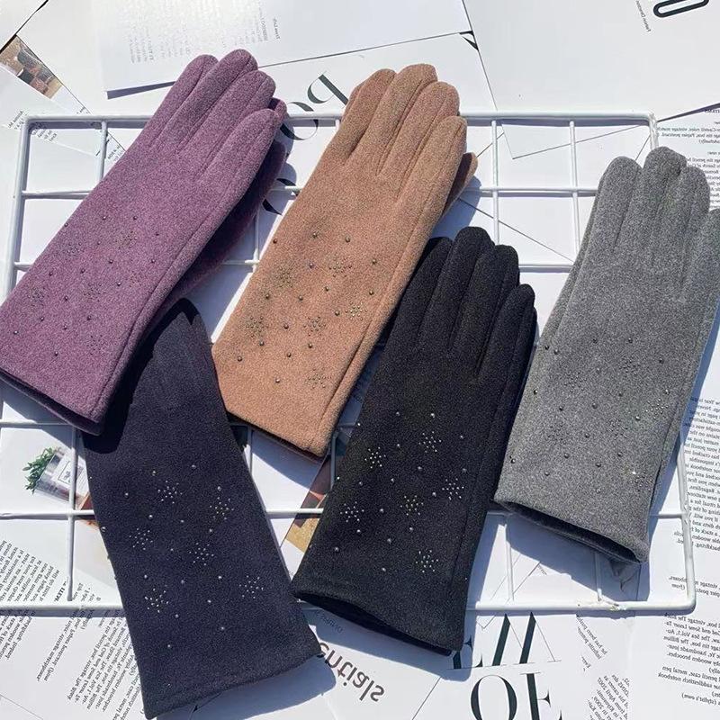 Модные термоперчатки с рисунком цветка сливы, термоперчатки для сенсорных экранов для женщин