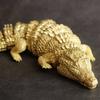Metal Handicraft Artificial Animal Sculpture Brass Crocodile Golden Crocodile Articular Mobility Home Decoration Accessories