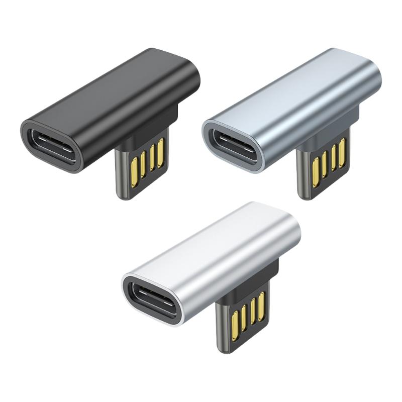 Угловой 90° USB на Type-C Адаптер-Коннекторы Реверсивные Штекеры Поддержка Встроенного Управления для Легкого Использования в Тесном Пространстве