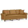 3 Seater Sofa with Decorative Cushions Brown 180 cm Velvet