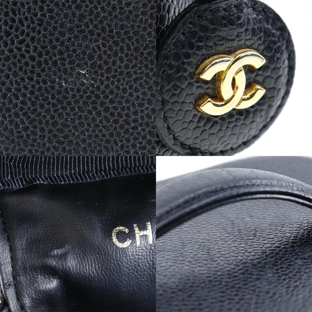 CHANEL Vanity Handbag COCO Mark black Caviar skin Women Used