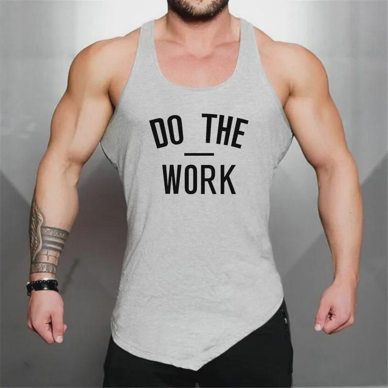 Men's Muscle Bodybuilding Fitness Vest - Round Neck, Irregular Hem, Pure Cotton
