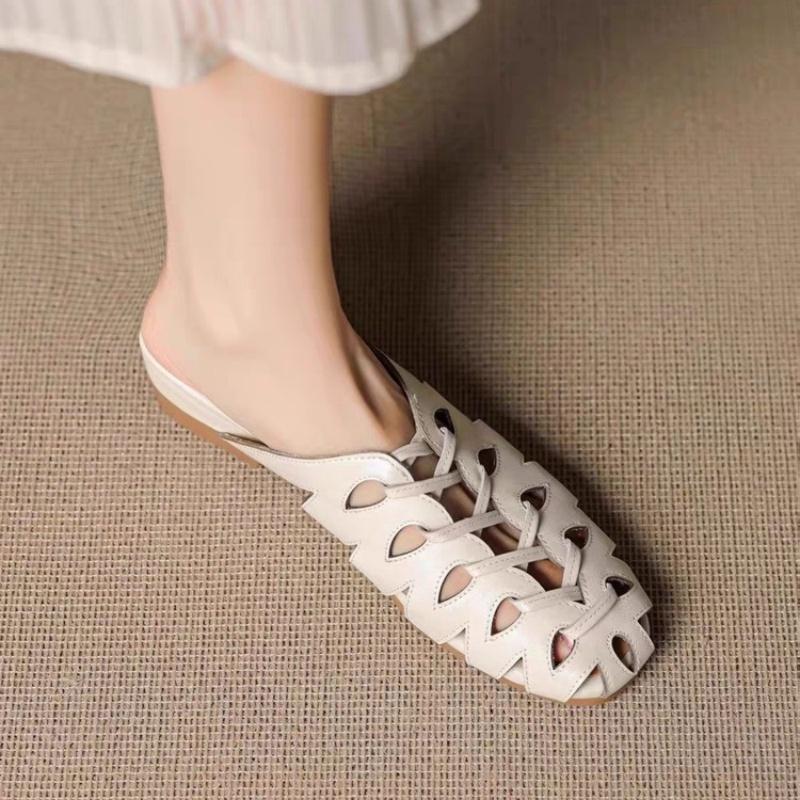 Модная женская обувь мюли, модные балетки, шлепанцы, летние новые сандалии 2025, дизайнерская женская обувь с ремешком сзади, ажурная обувь, брендовые сандалии для женщин