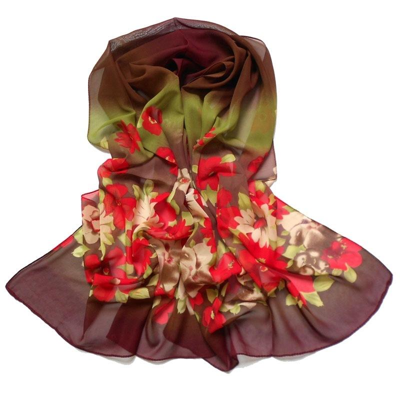 Silk Scarf For Women In Summer Fashionable Shawl Thin And Versatile Spring And Autumn Sand Scarf Long Chiffon Small Strip Scarf