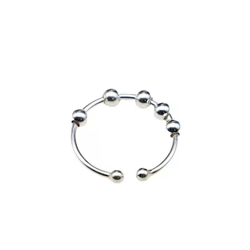 Двухслойное вращающееся круглое кольцо с бусинами для женщин, кольцо для снятия тревоги для женщин