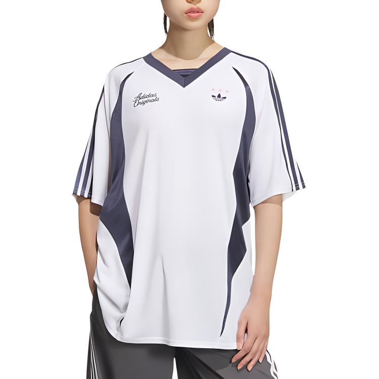 adidas Оригинальная дышащая модная женская футболка 'Синий/Белый' JD1134
