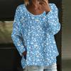Женский повседневный модный свободный топ с круглым вырезом и цветочным принтом, с длинным рукавом