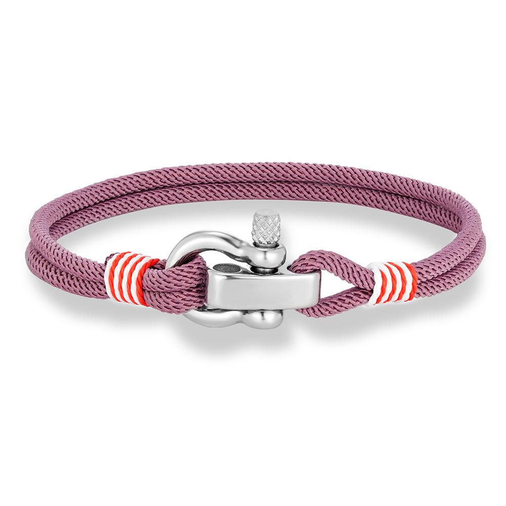 Braided Rope Bracelet Stainless Steel Adjustable Mini Horseshoe Shackle with Screws Bracelets for Men Women Lover