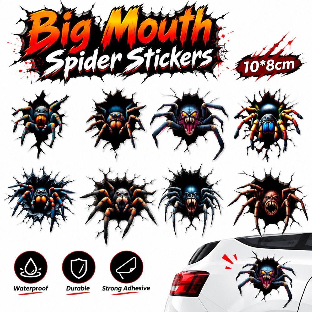 5Pcs Irregular Shape Spider Stickers Halloween Horror Spider Decals Halloween Decoration