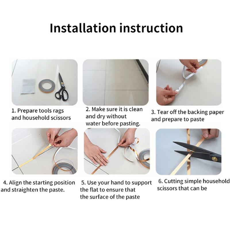 50 м/рулон черный золотой серебряный напольный кант водонепроницаемый шов настенные наклейки зазоры стены потолок украшение дома самоклеящаяся лента для плитки