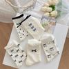 Solid Color White Socks Bow Print Ballet Style Sweet Girls Middle Tube Socks Women Japanese Style Lolita Kawaii Cute Long Socks