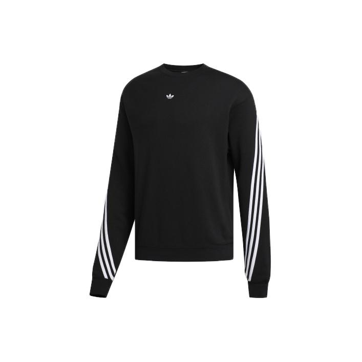 adidas Оригинальная толстовка в полоску с трилистником, свободная посадка, осенние мужские топы, черные FM1522