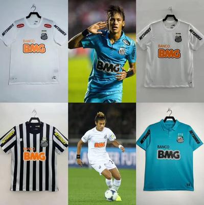 Ретро-футболка Неймара Santos FC №11 - Классическая вышитая футбольная рубашка с коротким рукавом