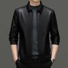 Весна и осень Новая натуральная кожаная куртка мужская тонкая кожаная куртка с короткими лацканами для мужчин среднего и пожилого возраста
