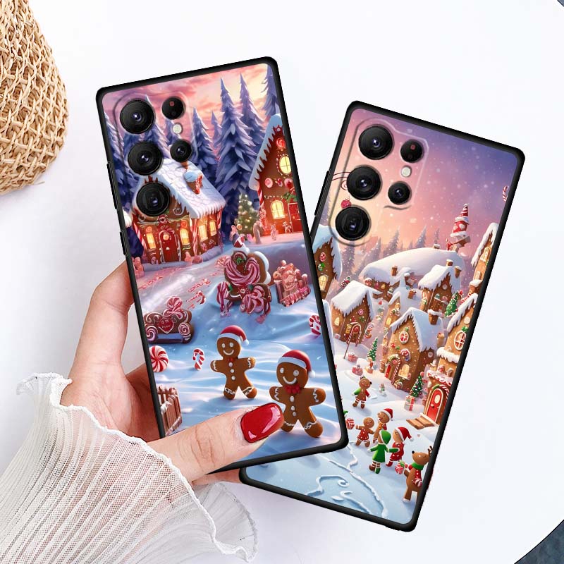Дизайн подарочной коробки на Рождество Чехол для телефона для Samsung Galaxy S26 S25 S24 S23 S22 S21 S20 Ultra Plus FE 5G Черный Мягкий ТПУ