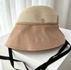 Popular sunscreen hat women's summer eaves straw braided splicing sun hat UV protection versatile fashion bucket hat
