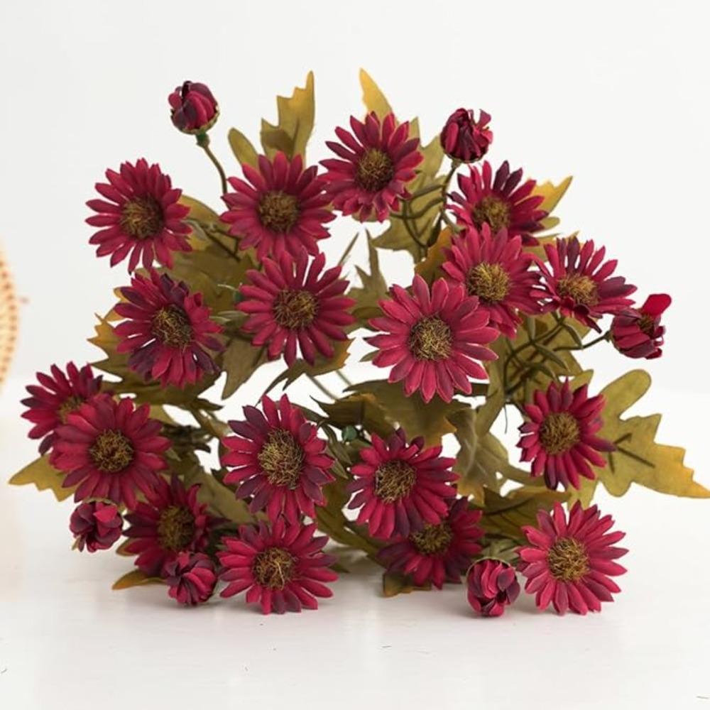 2 Pcs Fake Daisy Flowers Bouquets for Home Party Office Wedding Meeting Reception Table Decoration,Bulk High-end Lifelike Artificial Flowers