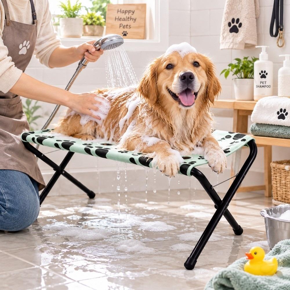 Non-Slip Pet Bathing Stand Quick-Dry Mesh Pet Washing Rack Pet Grooming Hammock Nail Trimming