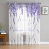 Шифоновые прозрачные шторы с островом лаванды и цветком для гостиной, спальни, украшения дома, оконная вуаль, тюлевая занавеска
