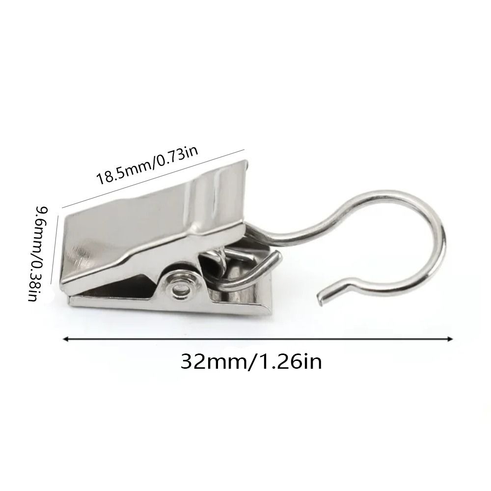 100Pcs Stainless Steel Window Curtain Clips Hanging Opening/Closed Mouth Shower Curtain Hook Clips Small Fixed Drapes Clamp
