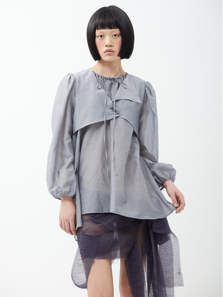 SMIEUR Silk Cotton Blouse (Gray)