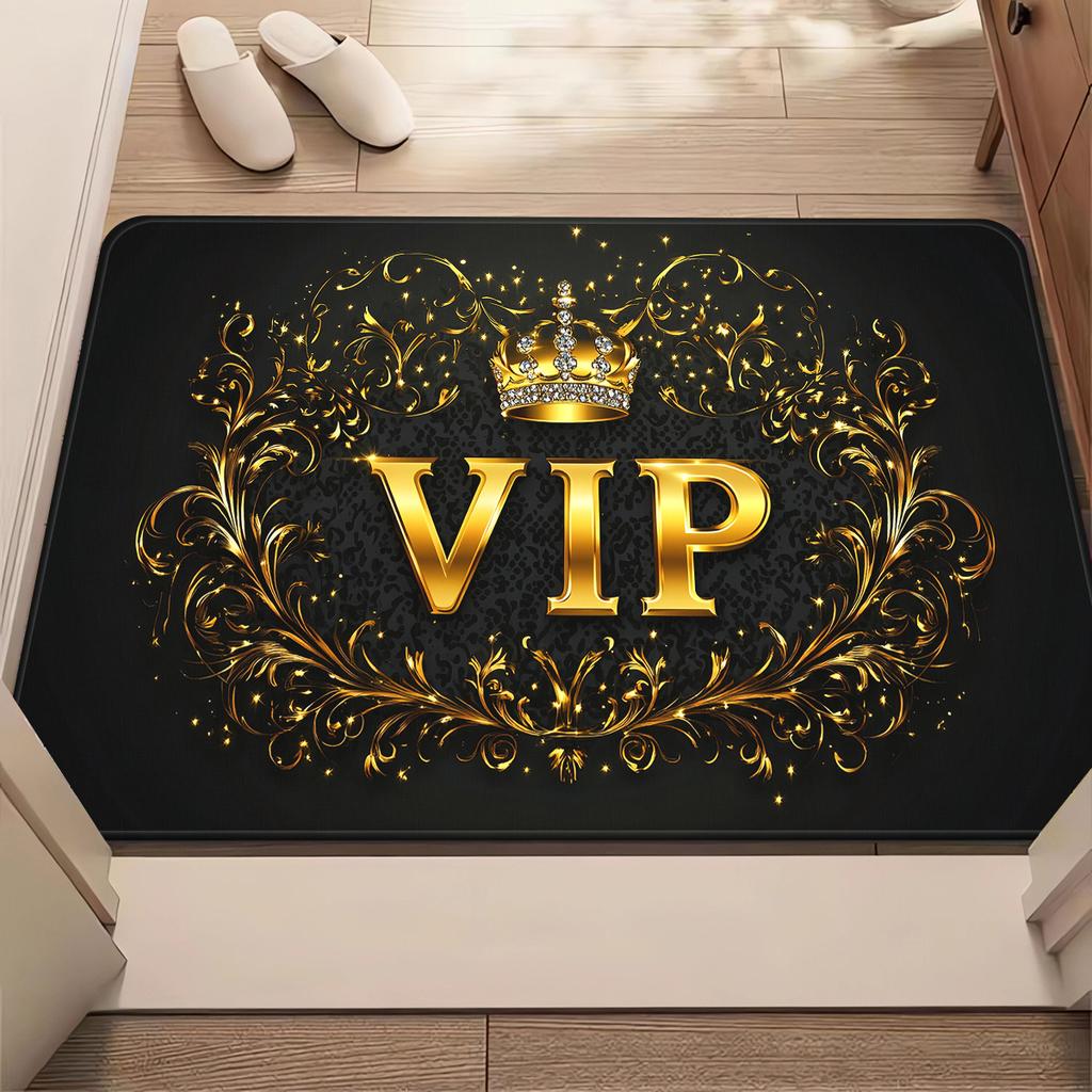 VIP Doormat Crown Gold Luxury Royal Non Slip Indoor Outdoor Entrance Rug Glam Home Decor Trendy Gift For Boss Office Hotel