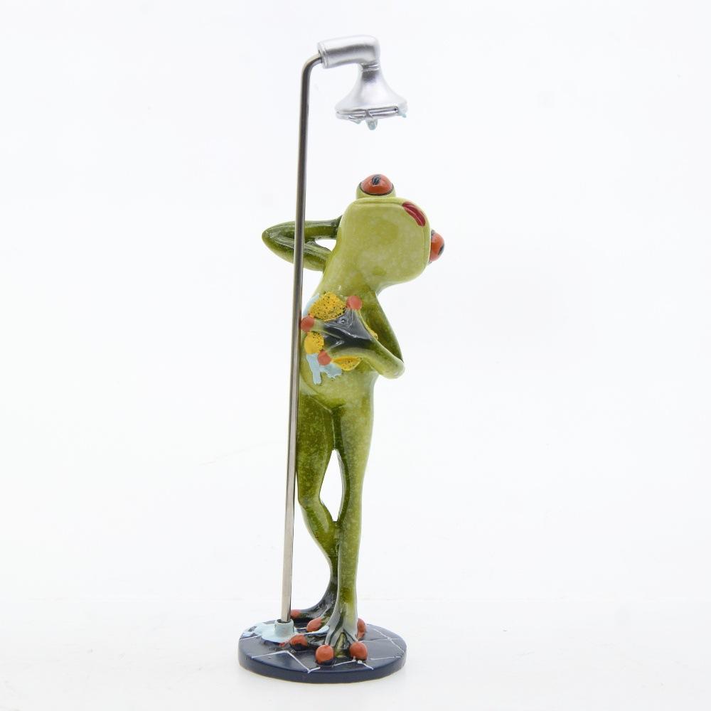 Забавные Милые Фигурки Лягушек Леди Длинноногая Лягушка Купающаяся Полимерные Животные Украшения Интерьер Дома Настольные Ванная Комната Декор