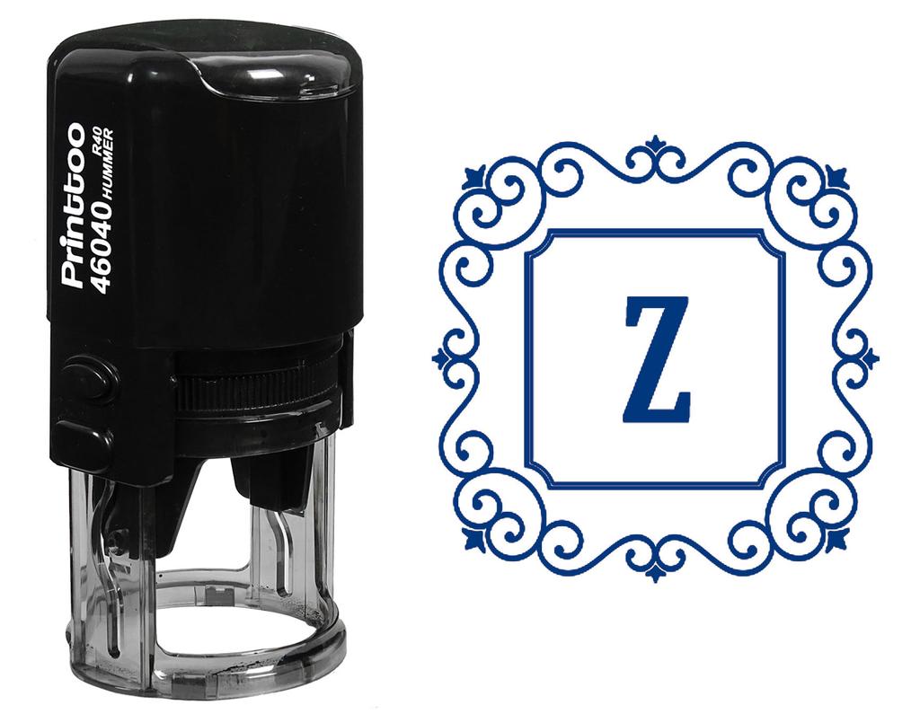 Printtoo Square Swirl Border Z Alphabet Monogram Initial Self Inking R-40 Office Стационарная резина