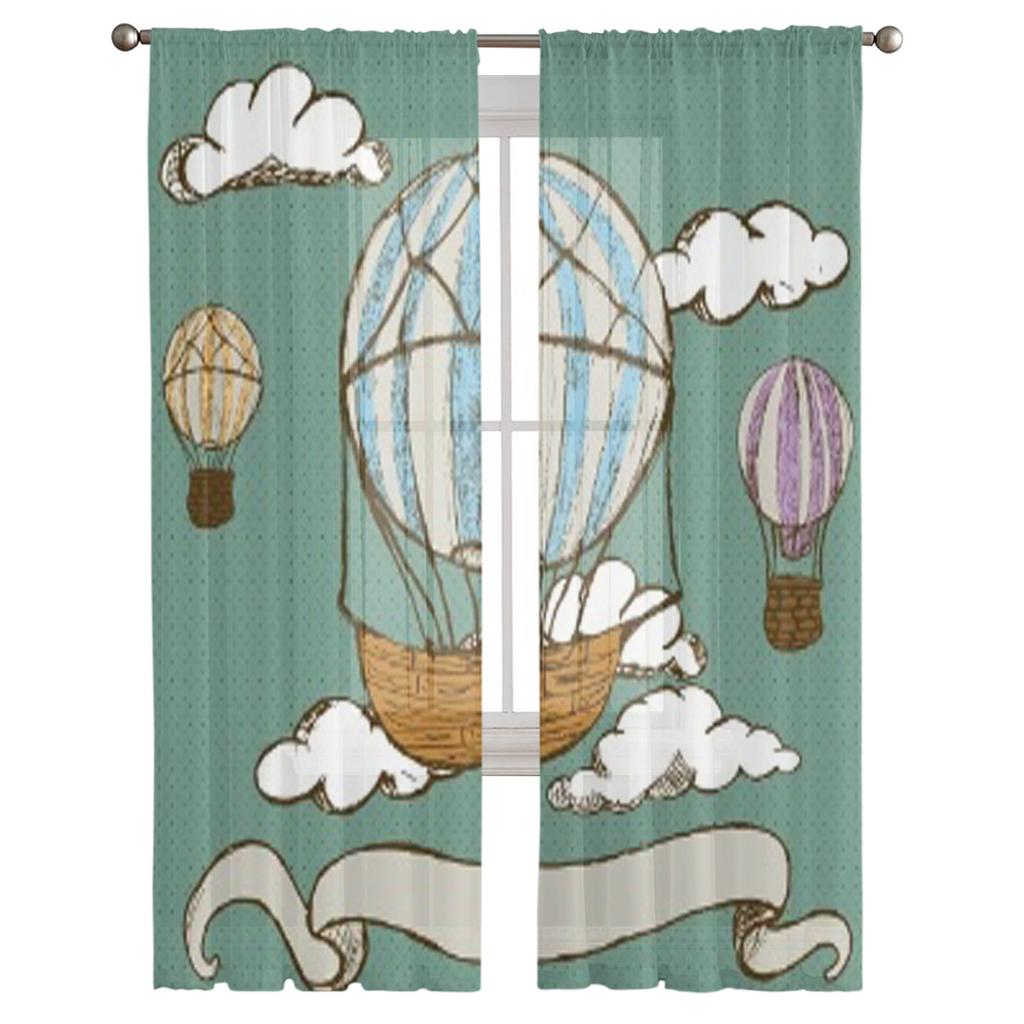 Винтажные тюлевые шторы с воздушными шарами для гостиной, прозрачные занавески для спальни, вуаль из органзы, декоративные украшения для окон