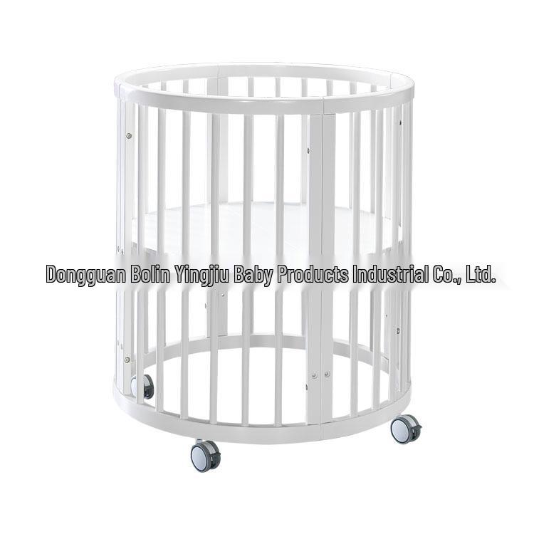 INS Bolin Многофункциональная круглая детская кроватка из массива дерева: Трансформируемая кроватка для близнецов и совместного сна.